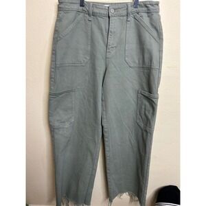 JBD by JUST BLACK DENIM Women's Cargo Pants Olive Green‎ Frayed Hem Size 30